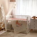 Set lenjerie pentru Patut Bebe din 6 piese Vlupe roz (1)